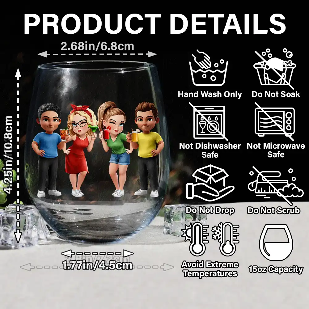 Thank You For Being My Unpaid Therapist Bestie Sibling - Personalized Stemless Wine Glass - Image 5