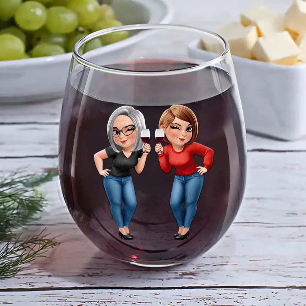Thank You For Being My Unpaid Therapist Bestie Sibling - Personalized Stemless Wine Glass - Image 6