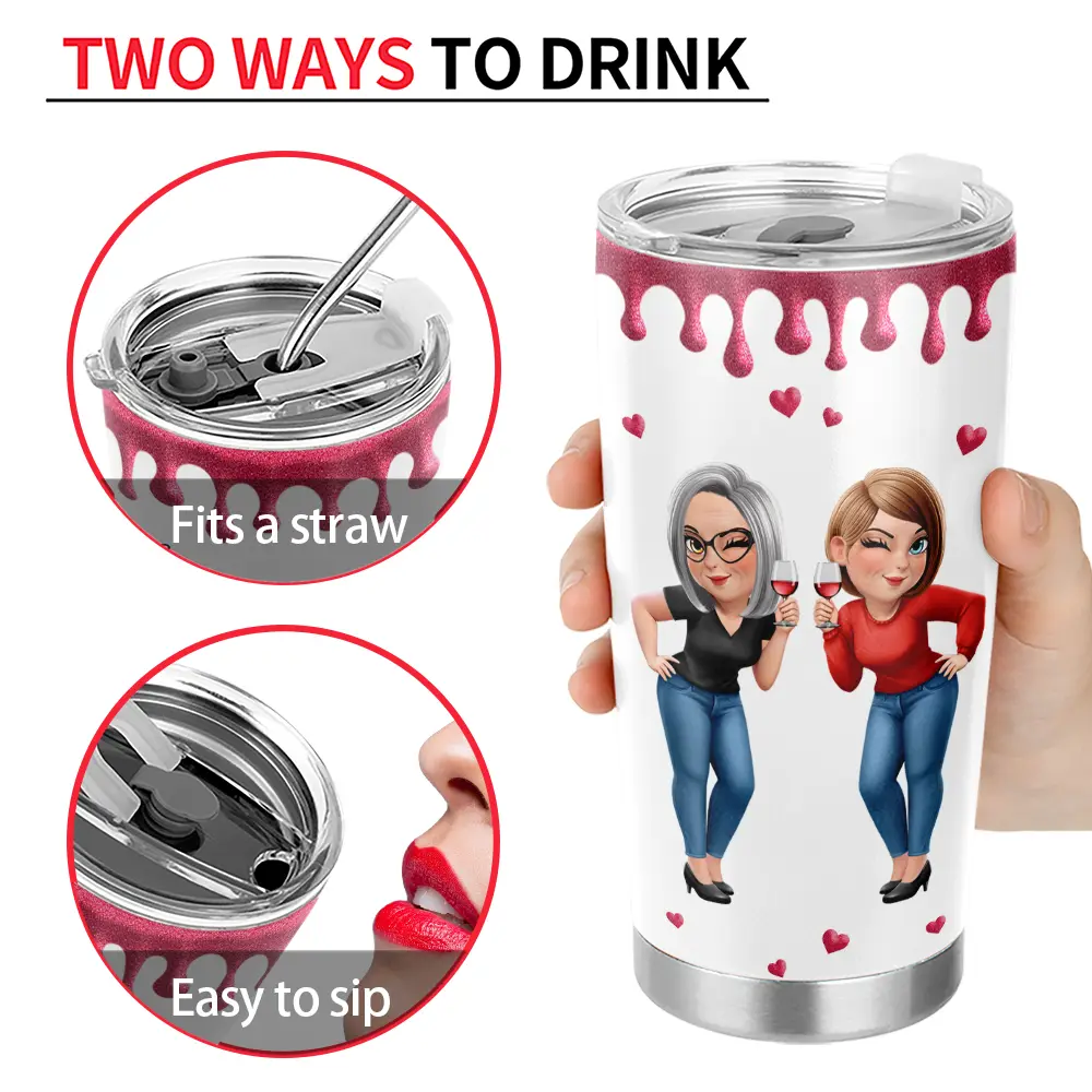 Thank You For Being My Unpaid Therapist Bestie Sibling - Personalized Tumbler - Image 4