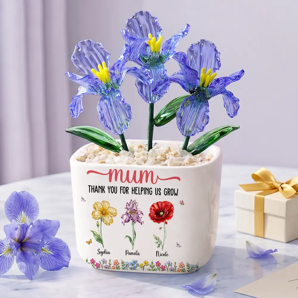 Thank You For Helping Us Grow - Personalized Glass Flower Plant Pot - Image 2