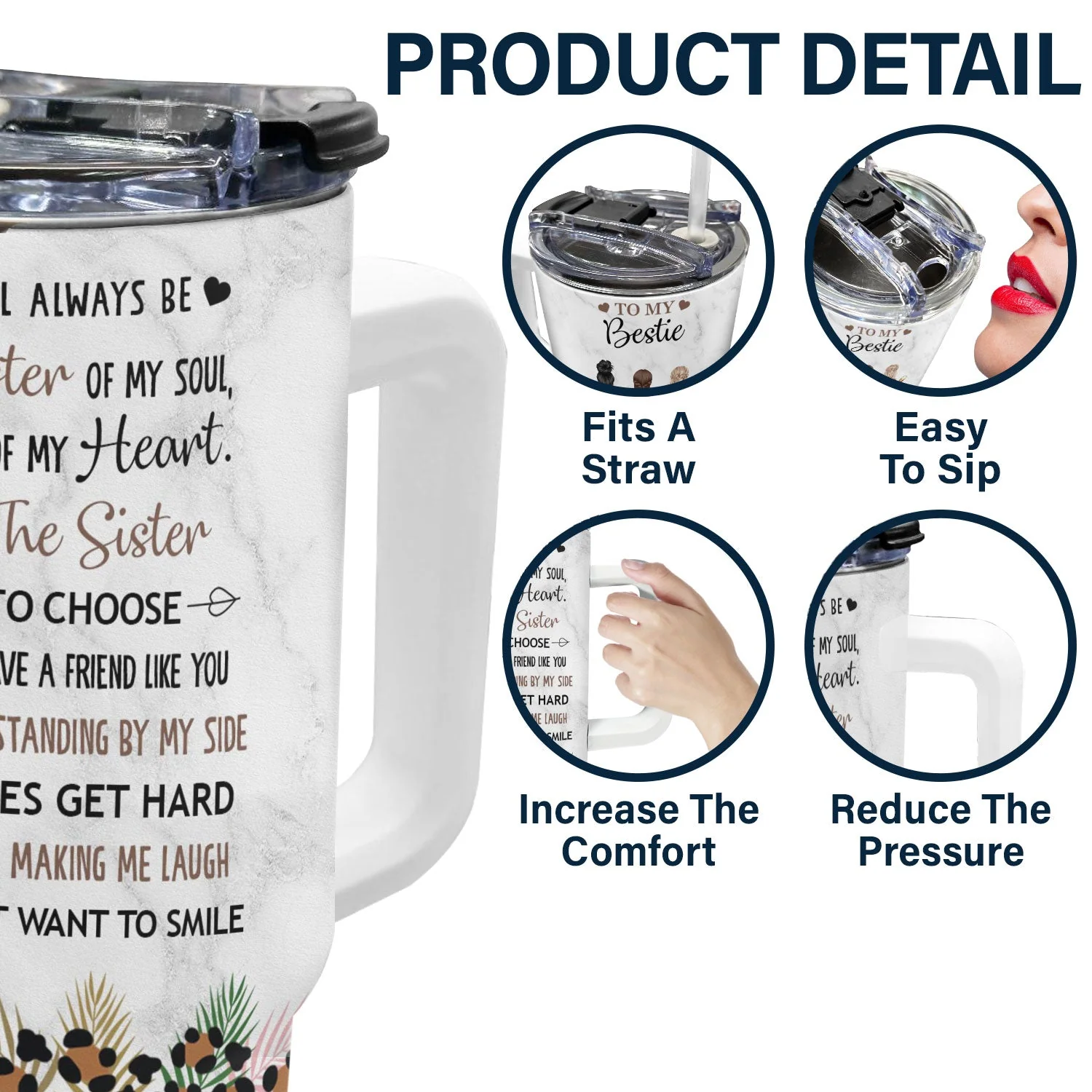 Thank You For Standing By Me - Loving, Birthday Gift For Best Friends, Bestie, BFF - Personalized 40oz Tumbler With Straw - Image 5