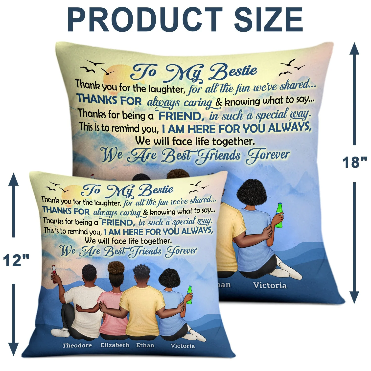 Thank You For The Laughter For All The Fun We Share Besties - Gift For Best Friends - Personalized Custom Pillow - Image 4