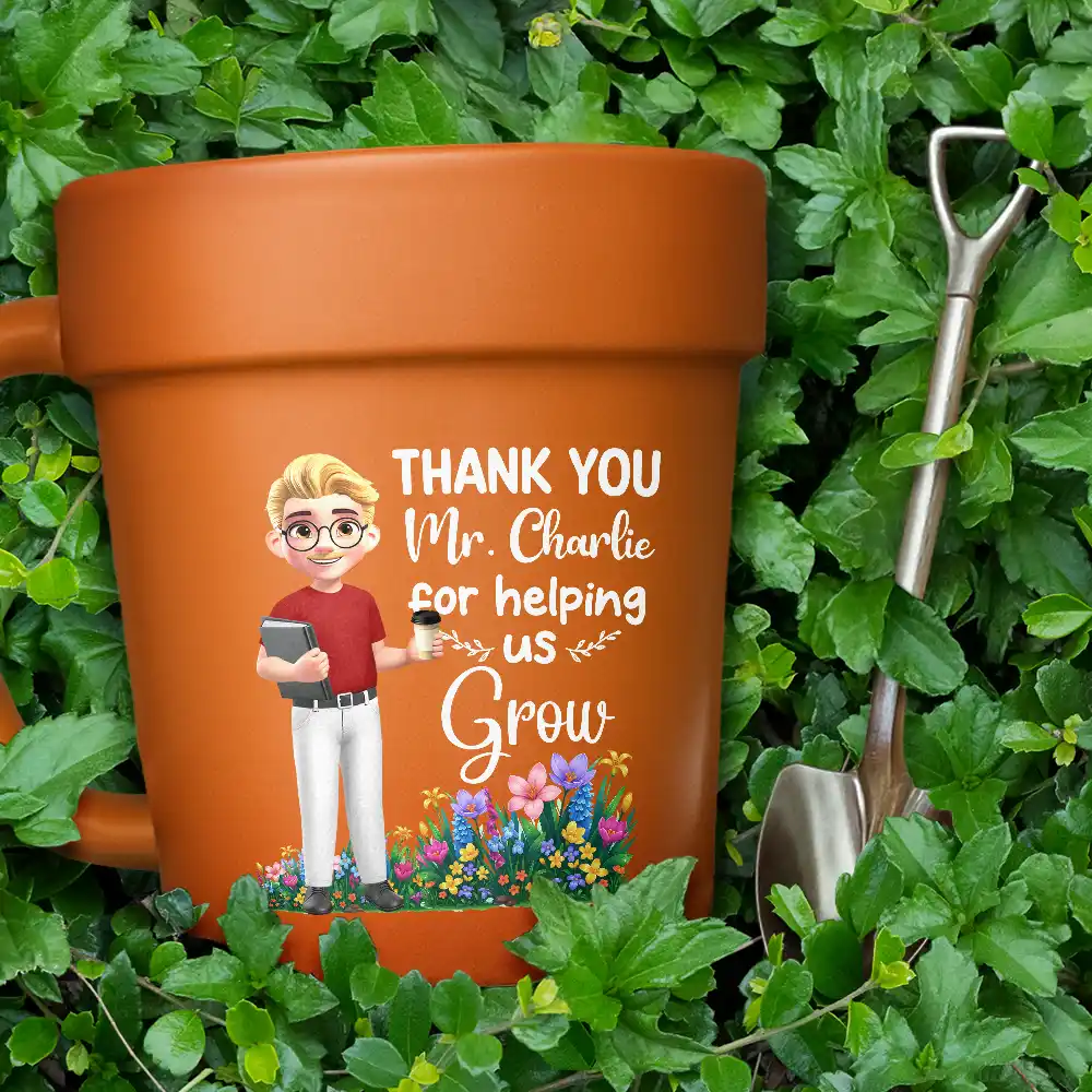 Thank You Teacher For Helping Me Grow - Personalized Plant Pot Ceramic Mug - Image 4