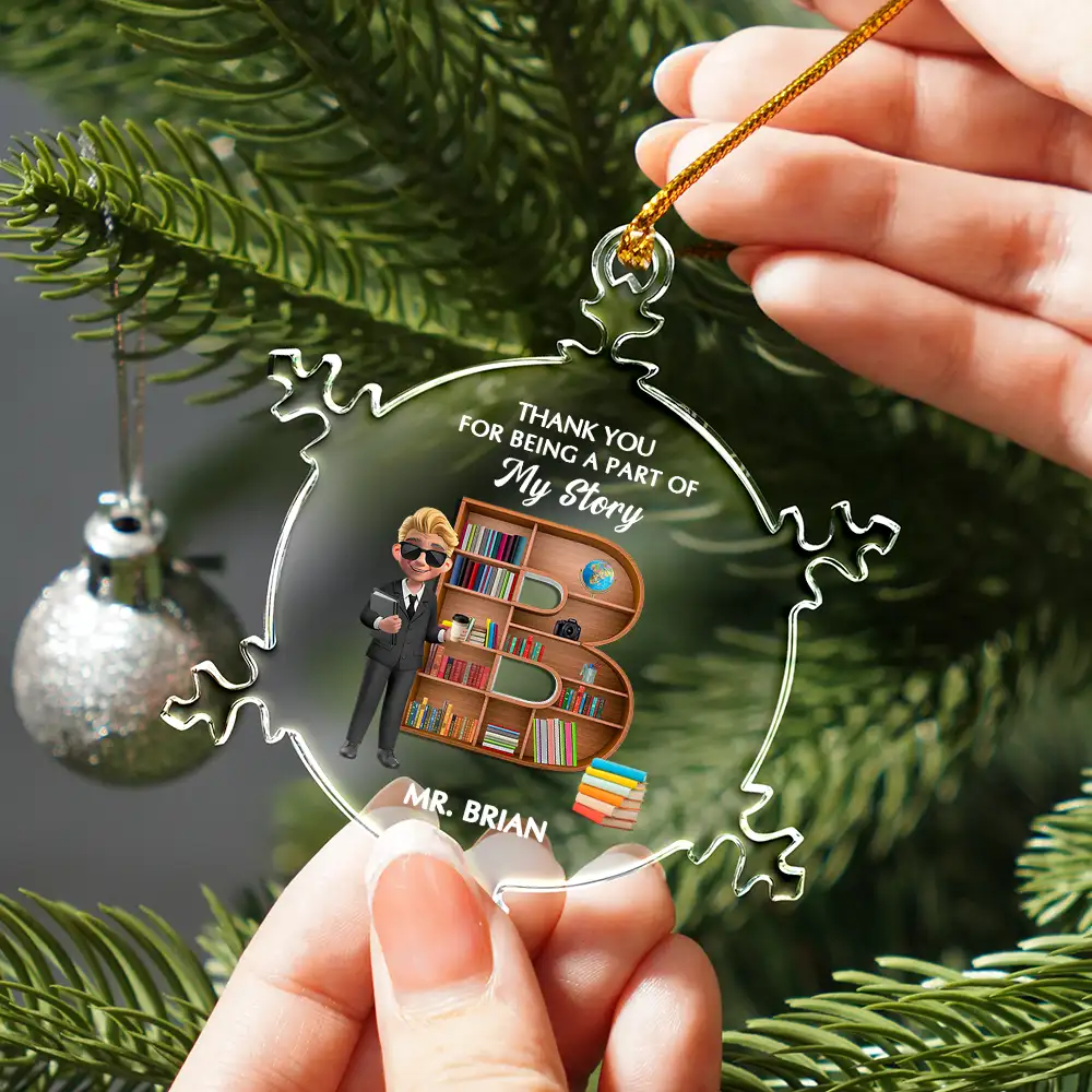 Thank You Teacher For The Difference You Make - Personalized Snowflakes Shaped Glass Ornament - Image 2