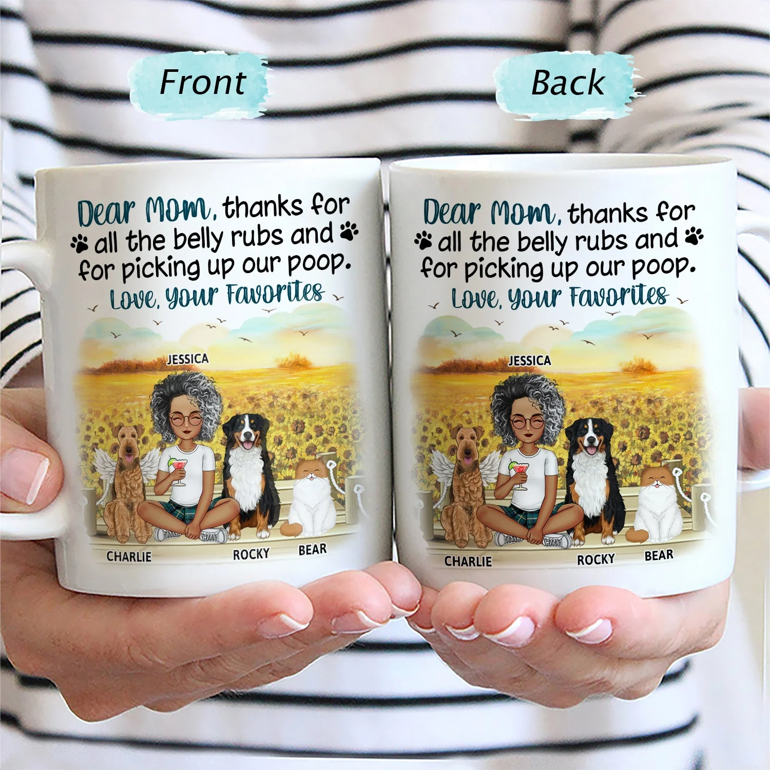 Thanks For All The Belly Rubs - Gift For Dog Mom, Dog Dad, Cat Mom, Cat Dad - Personalized Mug - Image 2