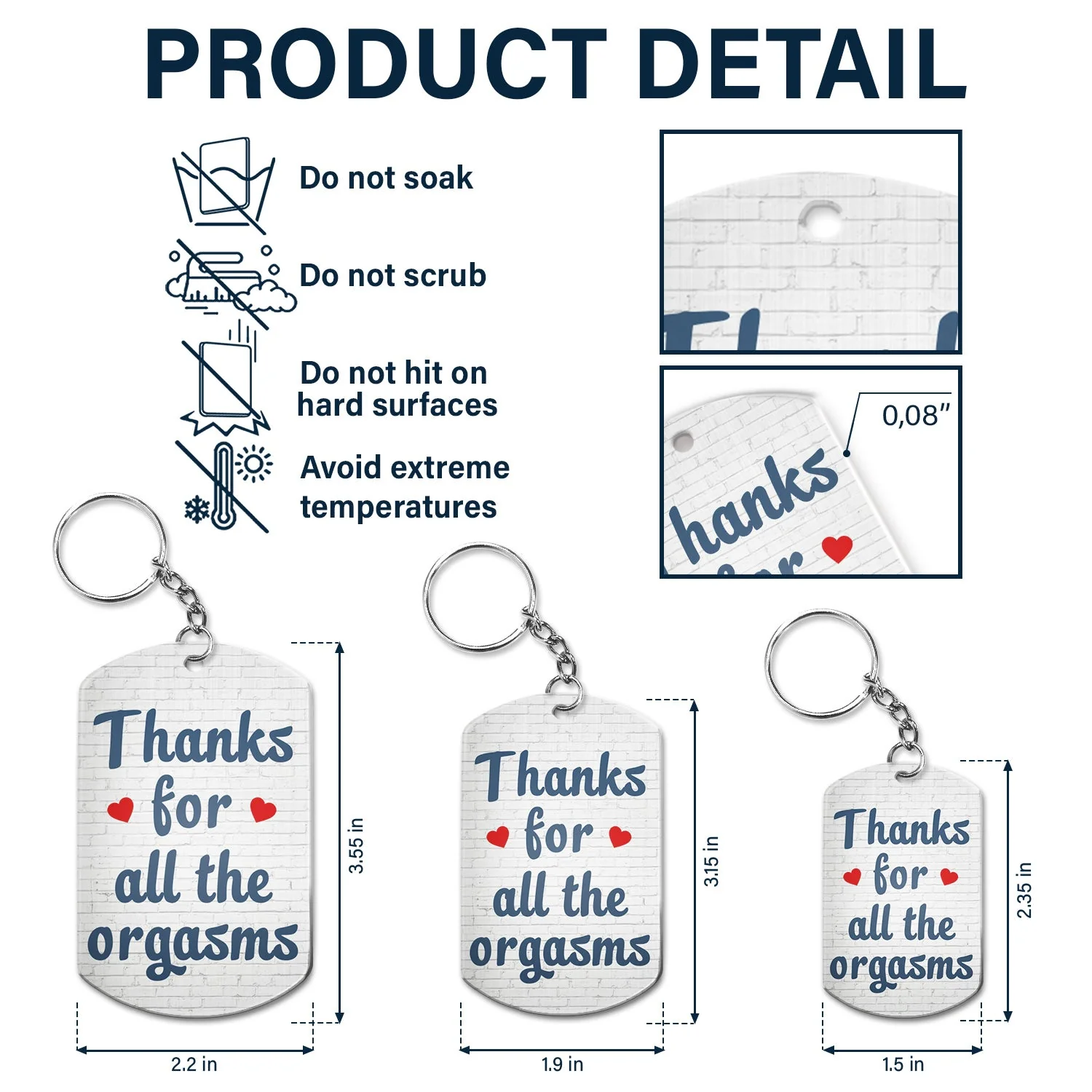 Thanks For All The Orgasms Backside - Anniversary, Funny Gift For Couples, Family - Personalized Aluminum Keychain - Image 5