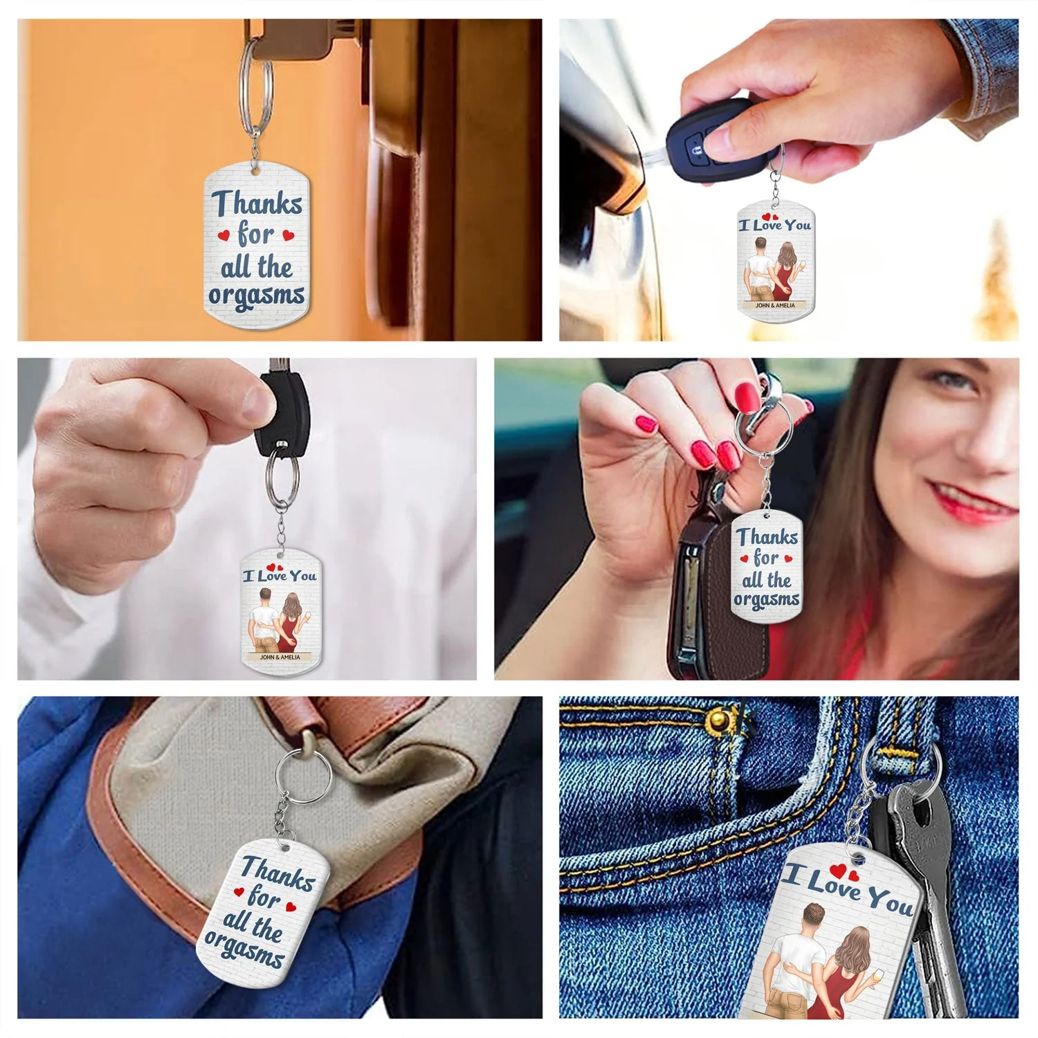 Thanks For All The Orgasms Backside - Anniversary, Funny Gift For Couples, Family - Personalized Aluminum Keychain - Image 6
