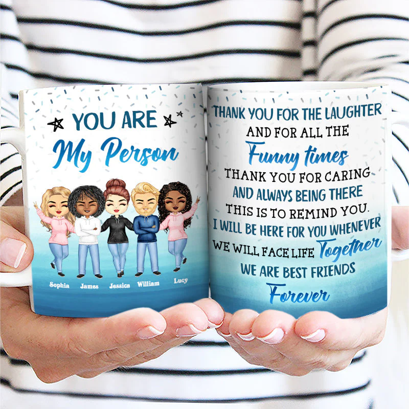 Thanks For The Laughter Best Friends BFF Bestie - Personalized Custom White Edge-to-Edge Mug - Image 2