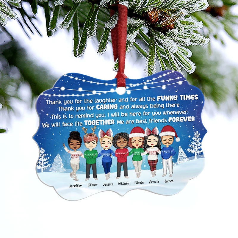 Thanks For The Laughter Best Friends - Christmas Gift - Custom Aluminum Ornament - Image 3