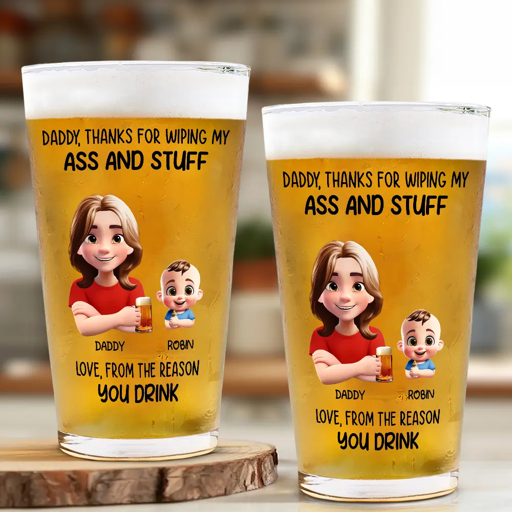 Thanks For Wiping My Stuff - Personalized Beer Glass - Image 2