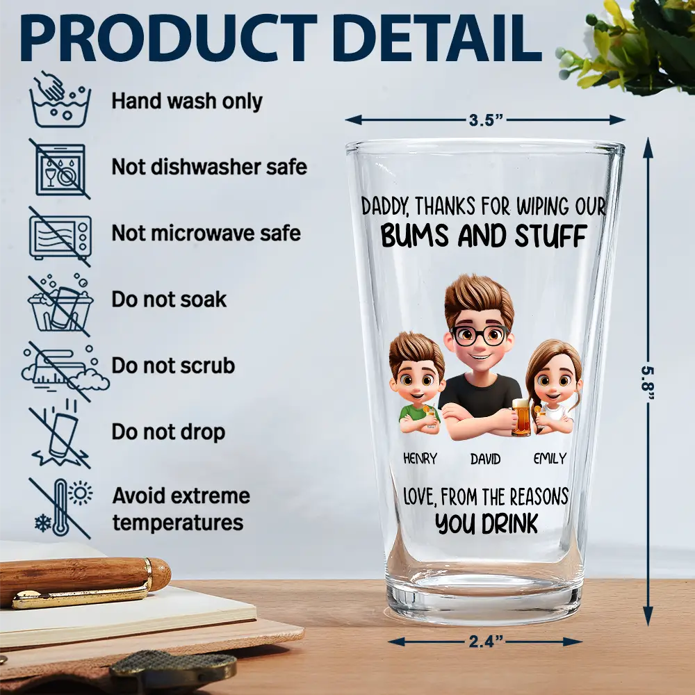 Thanks For Wiping My Stuff - Personalized Beer Glass - Image 5