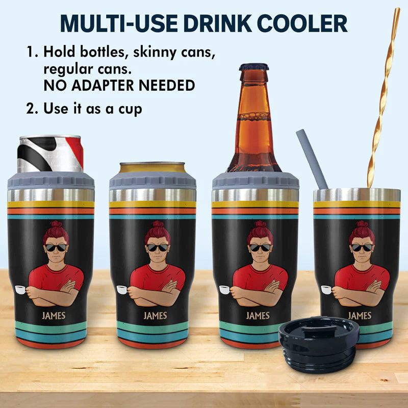 That's What I Do I Drink And I Know Things Husband Dad Grandpa - Gift For Men - Personalized Custom Triple 3 In 1 Can Cooler - Image 2