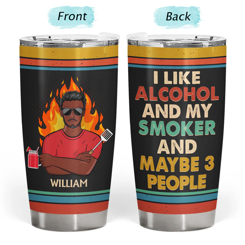 That's What I Do I Drink I Grill And I Know Things Husband Dad Grandpa - Funny Grilling Gift For Men - Personalized Custom Tumbler - Image 3