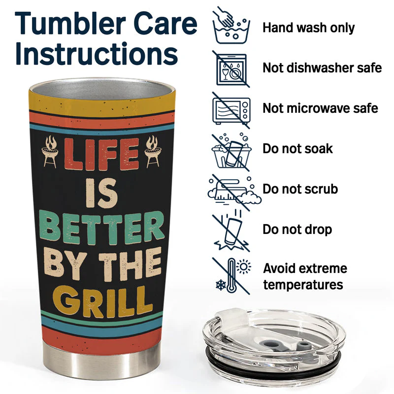 That's What I Do I Drink I Grill And I Know Things Husband Dad Grandpa - Funny Grilling Gift For Men - Personalized Custom Tumbler - Image 5