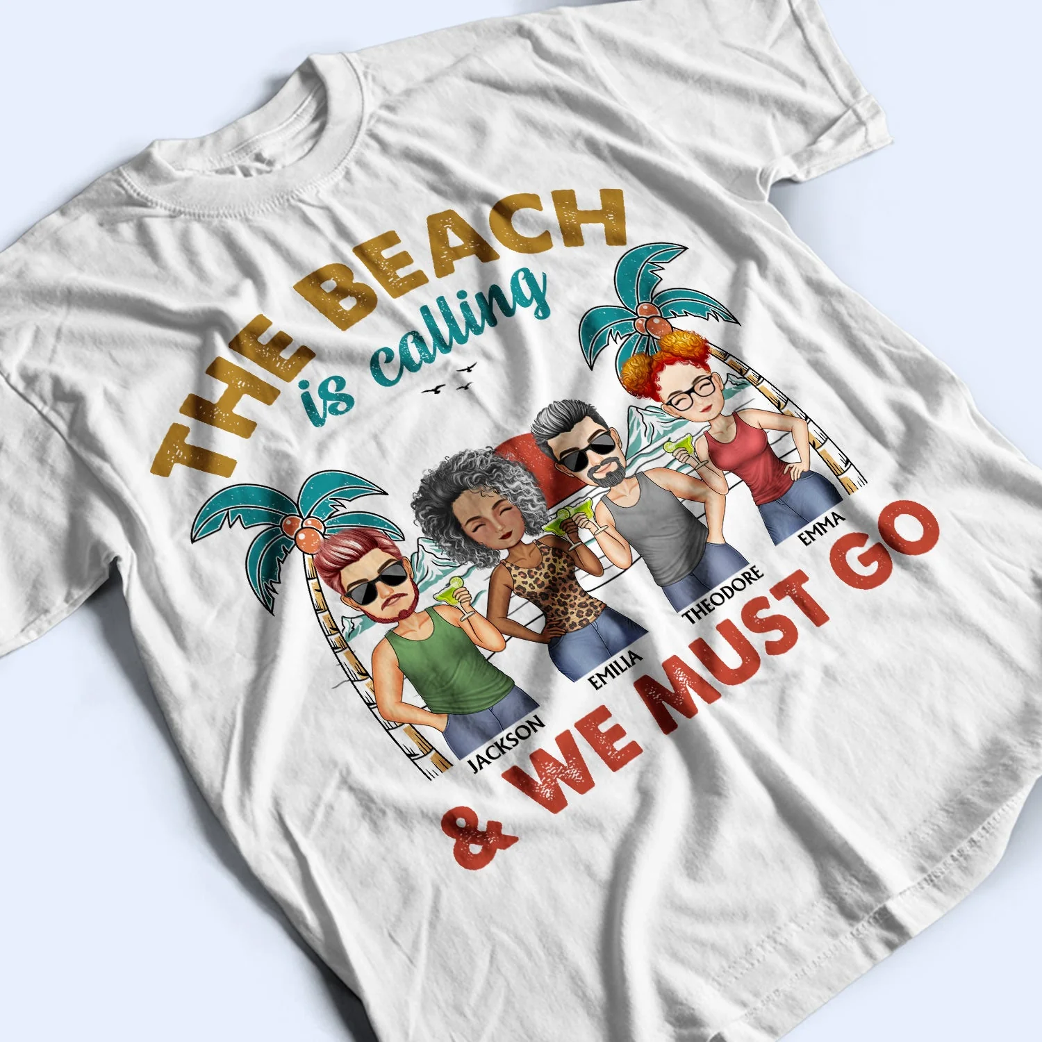 The Beach Is Calling And We Must Go - Vacation, Anniversary, Birthday Gift For Besties, Best Friends - Personalized Custom T Shirt - Image 3