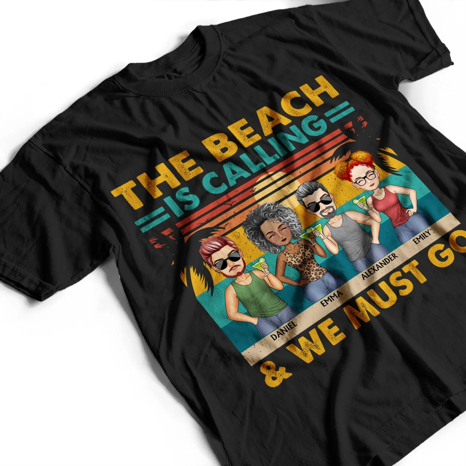 The Beach Is Calling And We Must Go Vintage - Vacation, Anniversary, Birthday Gift For Besties, Best Friends - Personalized Custom T Shirt - Image 3