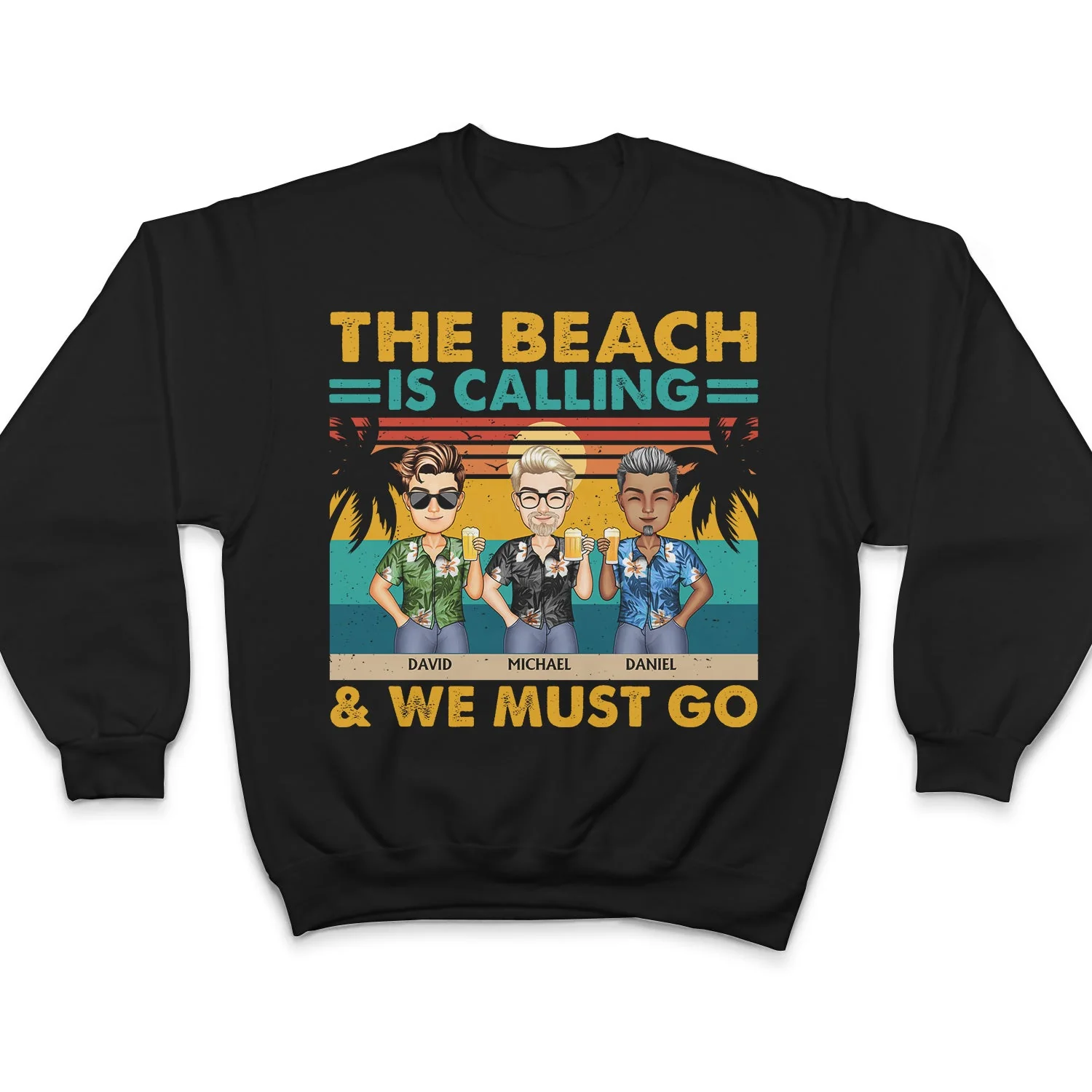 The Beach Is Calling And We Must Go Vintage - Vacation, Anniversary, Birthday Gift For Besties, Best Friends - Personalized Custom T Shirt - Image 5