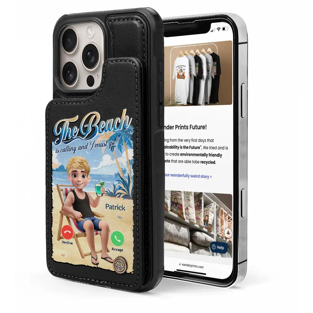 The Beach Is Calling I Must Go - Personalized Leather Flip Wallet Phone Case - Image 5