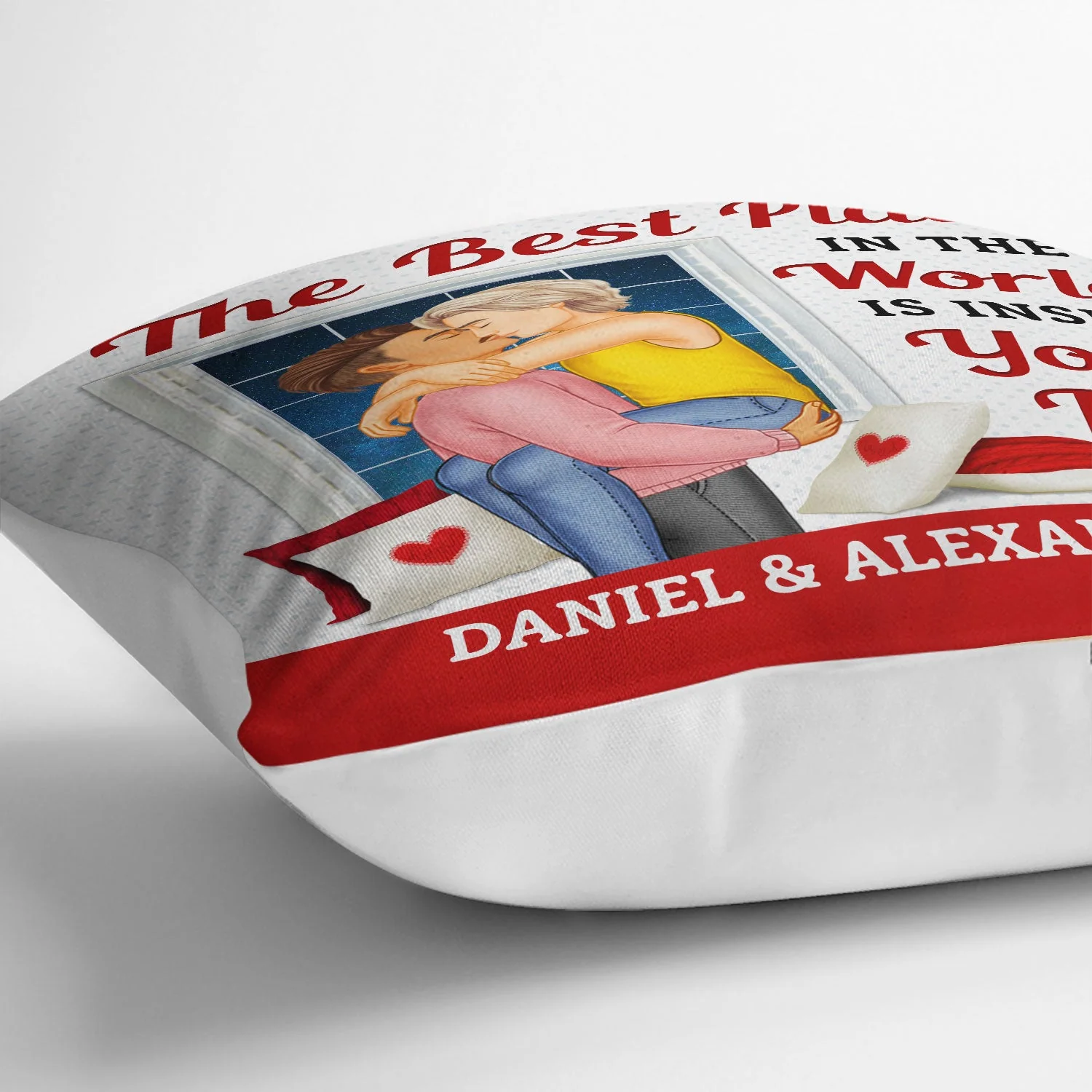 The Best Place In The World Is Inside Your Hug - Gift For Couples, Husband And Wife - Personalized Pillow - Image 3