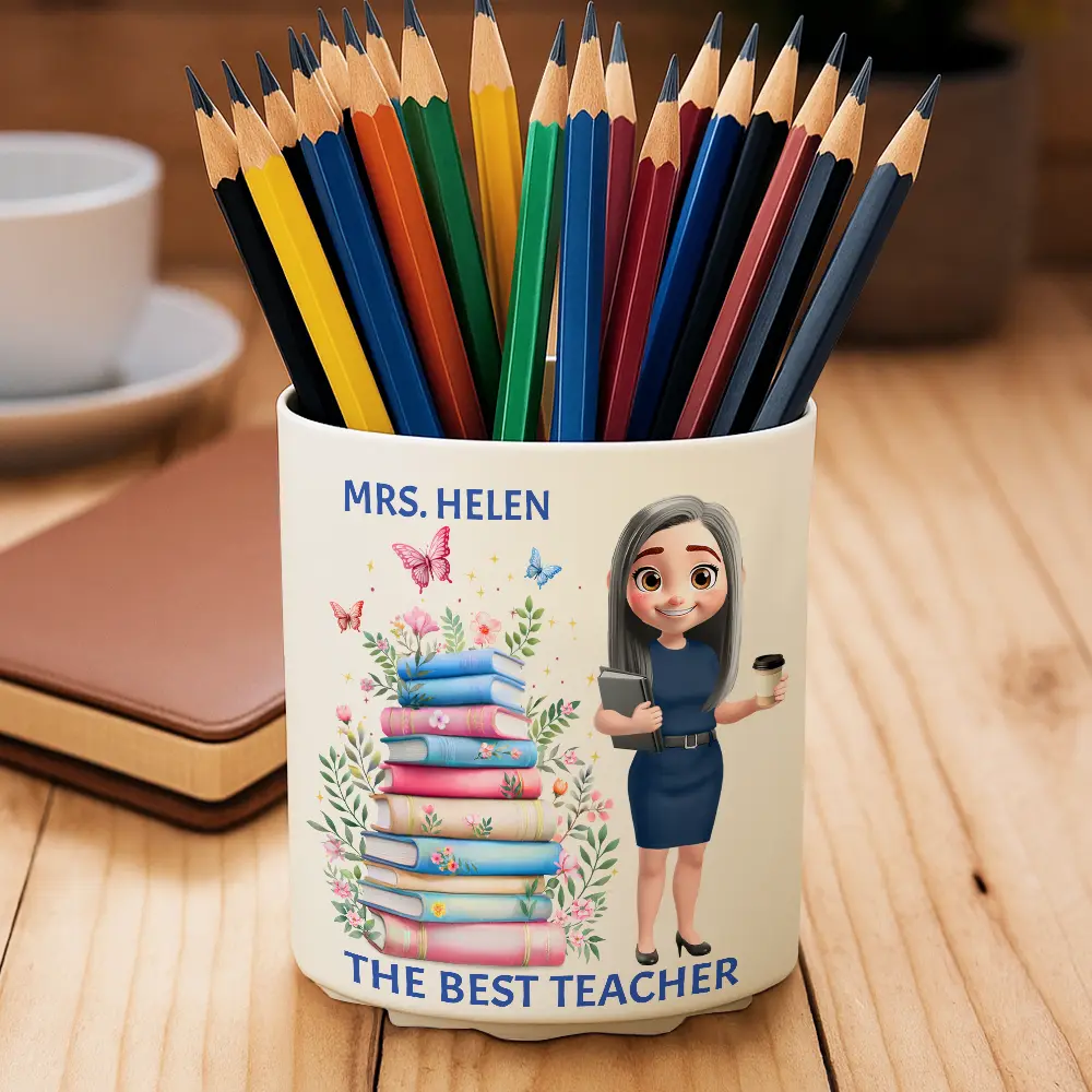 The Best Teacher - Personalized Rotating Pen Holder - Image 2