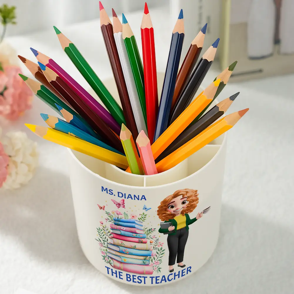 The Best Teacher - Personalized Rotating Pen Holder - Image 3