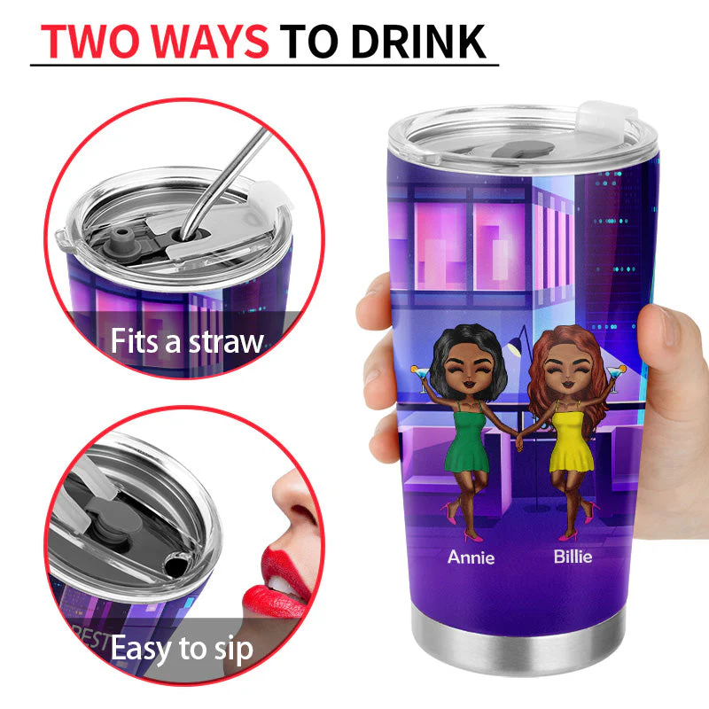 The Best Therapy Drinking - Gift For Besties, Best Friends, BFFs - Personalized Custom Tumbler - Image 4