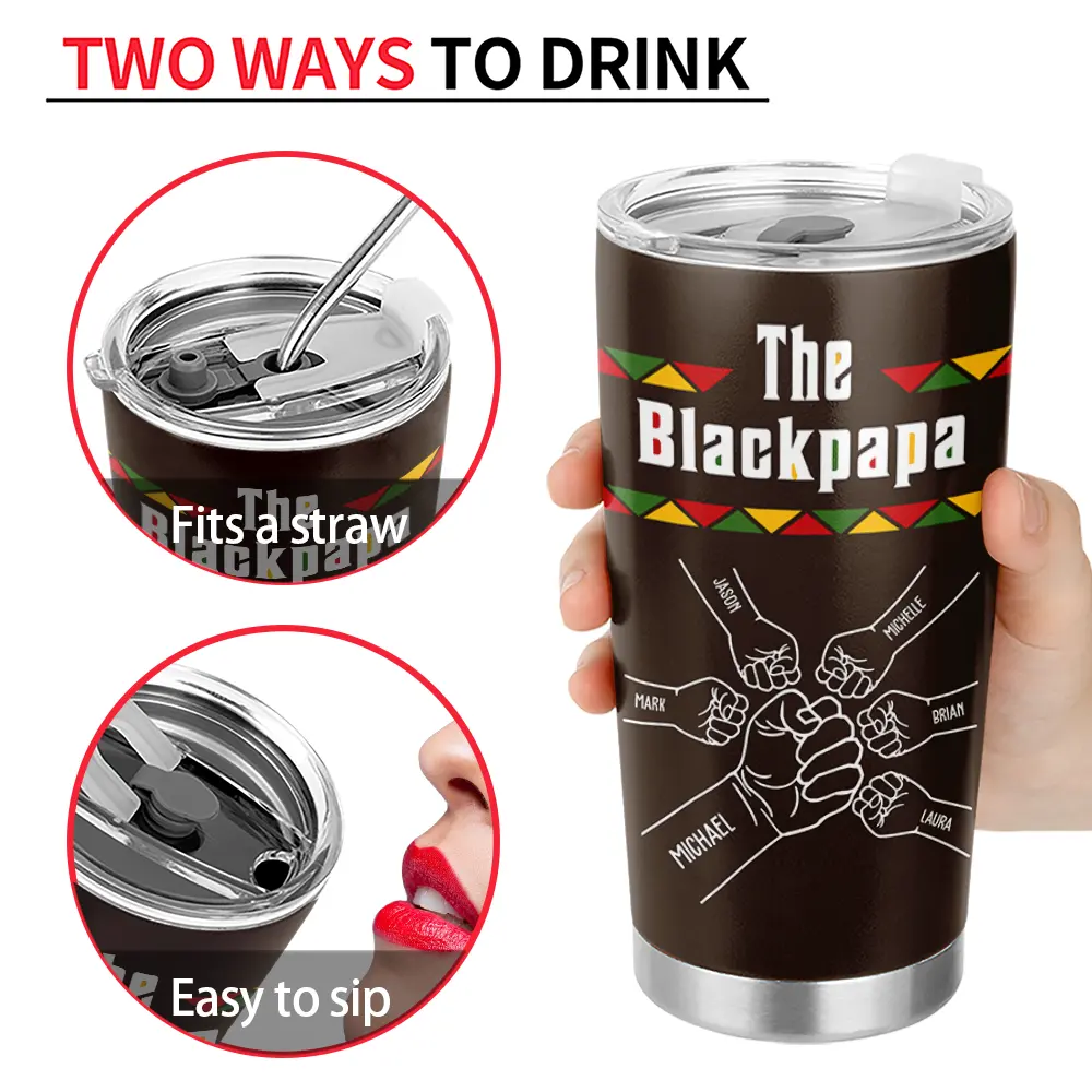 The Blackfather Fist Bump - Personalized Tumbler - Image 4