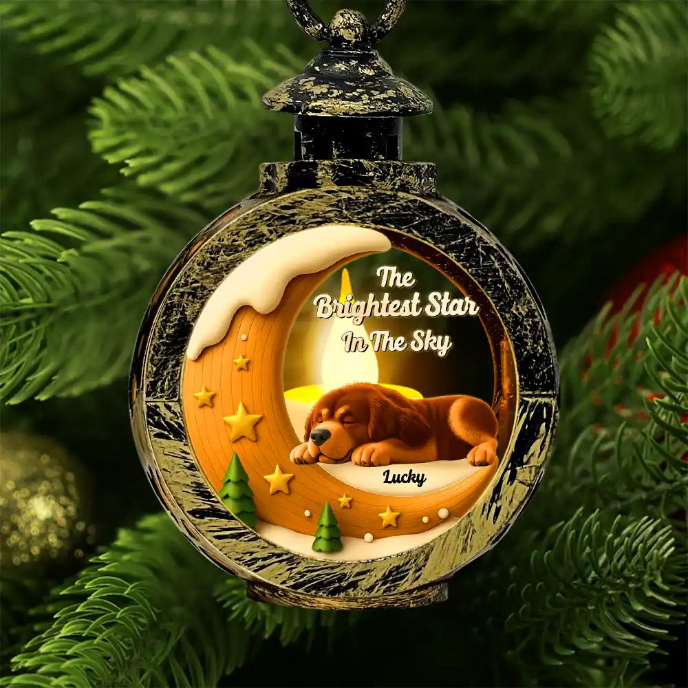 The Brightest Star In The Sky Dog Memorial - Personalized Candlelight Lantern Ornament - Image 3