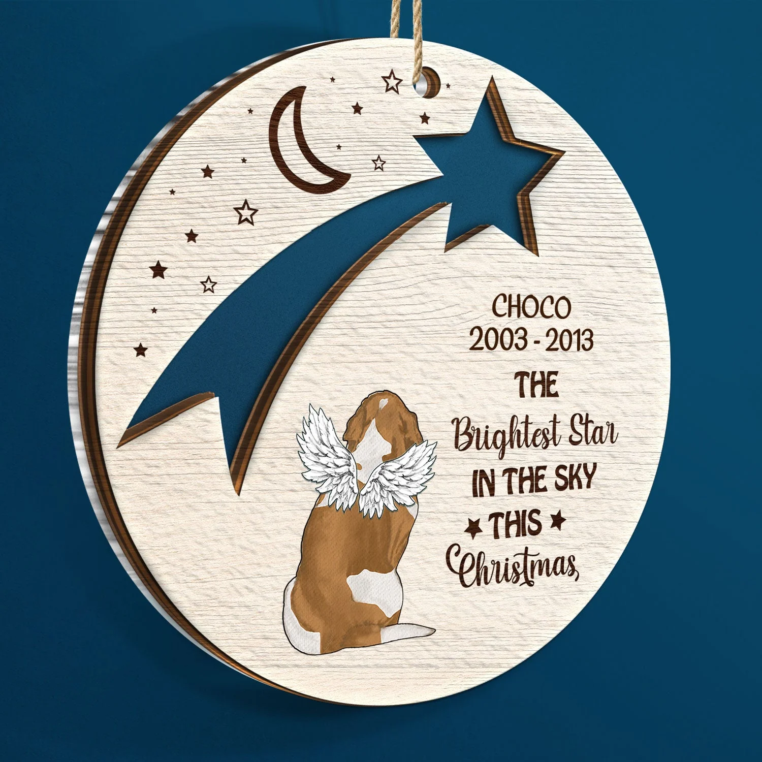 The Brightest Star In The Sky This Christmas - Dog Memorial Gift - Personalized 2-Layered Mix Ornament - Image 2