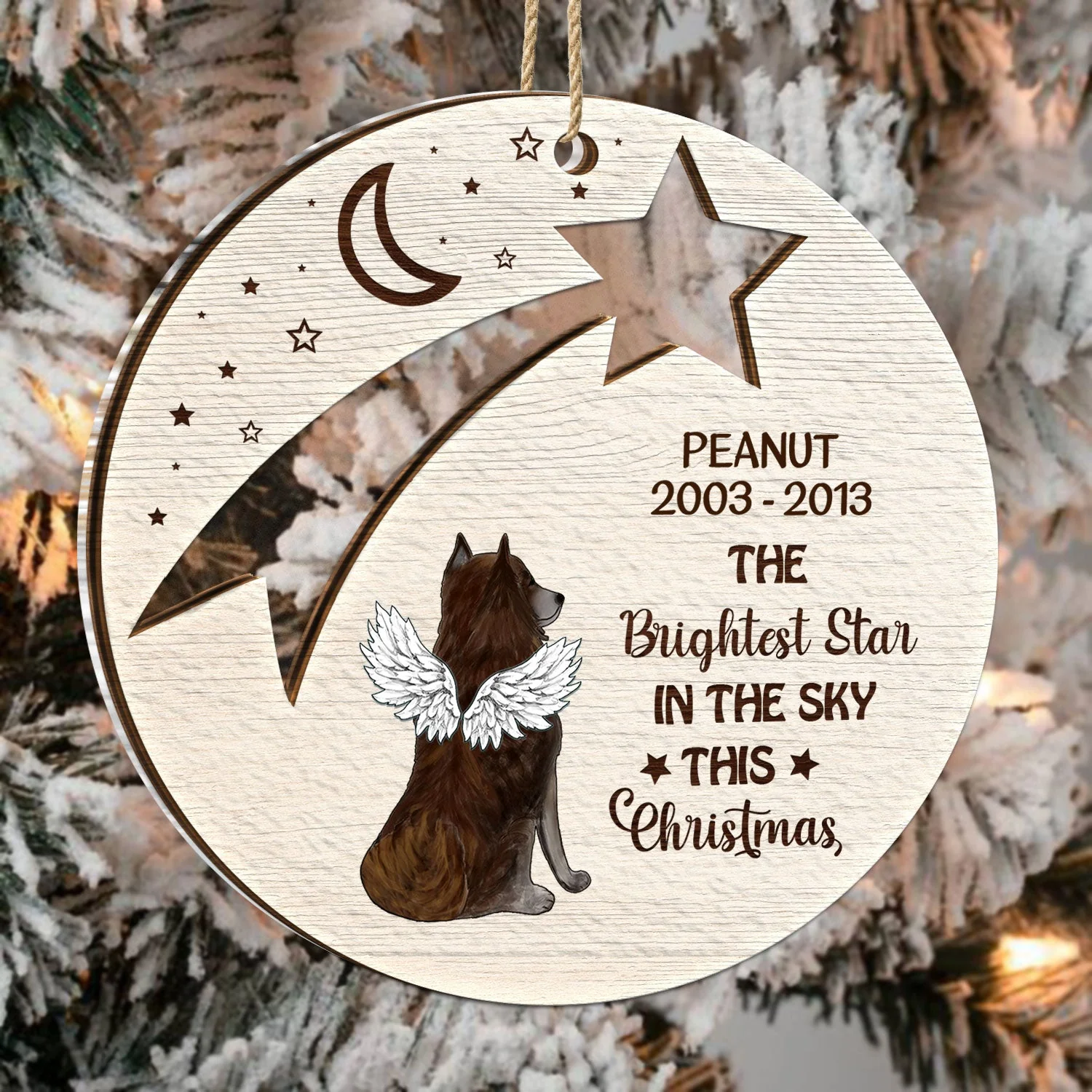 The Brightest Star In The Sky This Christmas - Dog Memorial Gift - Personalized 2-Layered Mix Ornament - Image 3