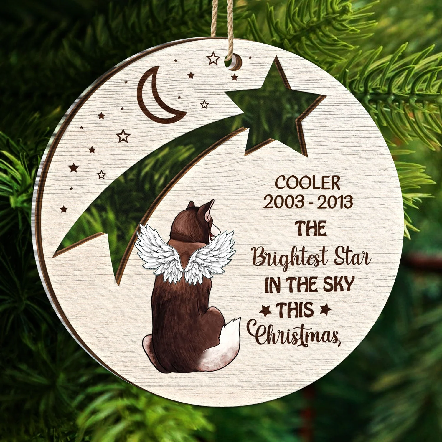 The Brightest Star In The Sky This Christmas - Dog Memorial Gift - Personalized 2-Layered Mix Ornament - Image 5