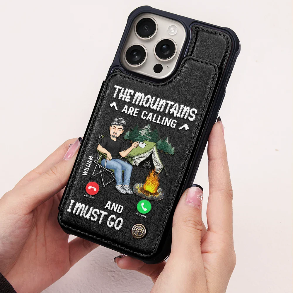 The Campsite Is Calling - Personalized Leather Flip Wallet Phone Case - Image 2