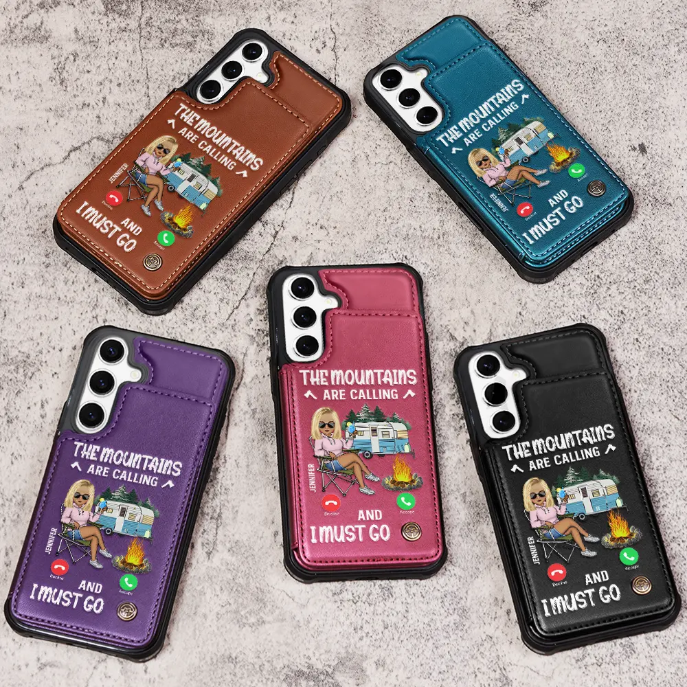 The Campsite Is Calling - Personalized Leather Flip Wallet Phone Case - Image 3