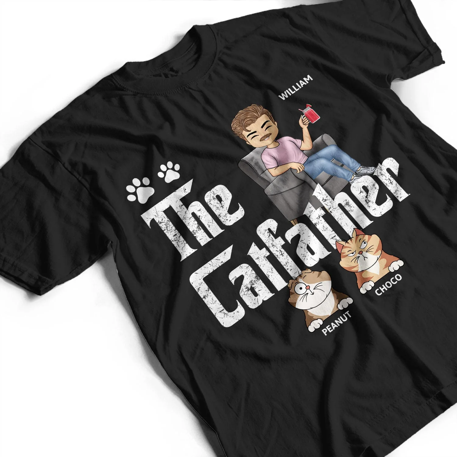 The Cat Father Cat Dad - Gift For Cat Lovers - Personalized T Shirt - Image 3