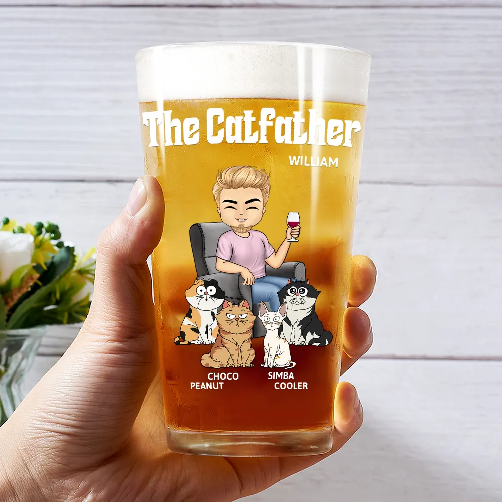 The Cat Father - Personalized Beer Glass - Image 3