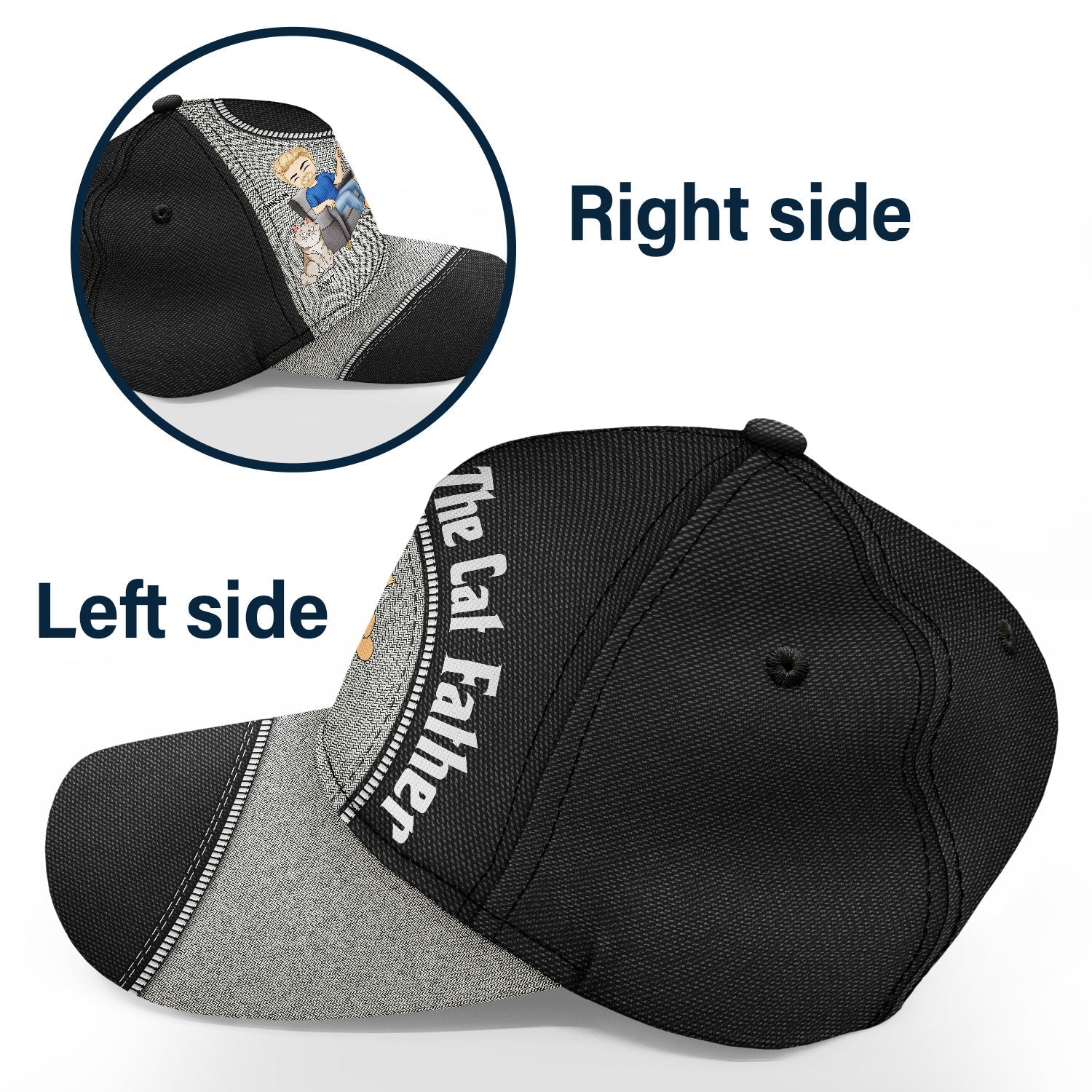 The Cat Father - Personalized Classic Cap - Image 3