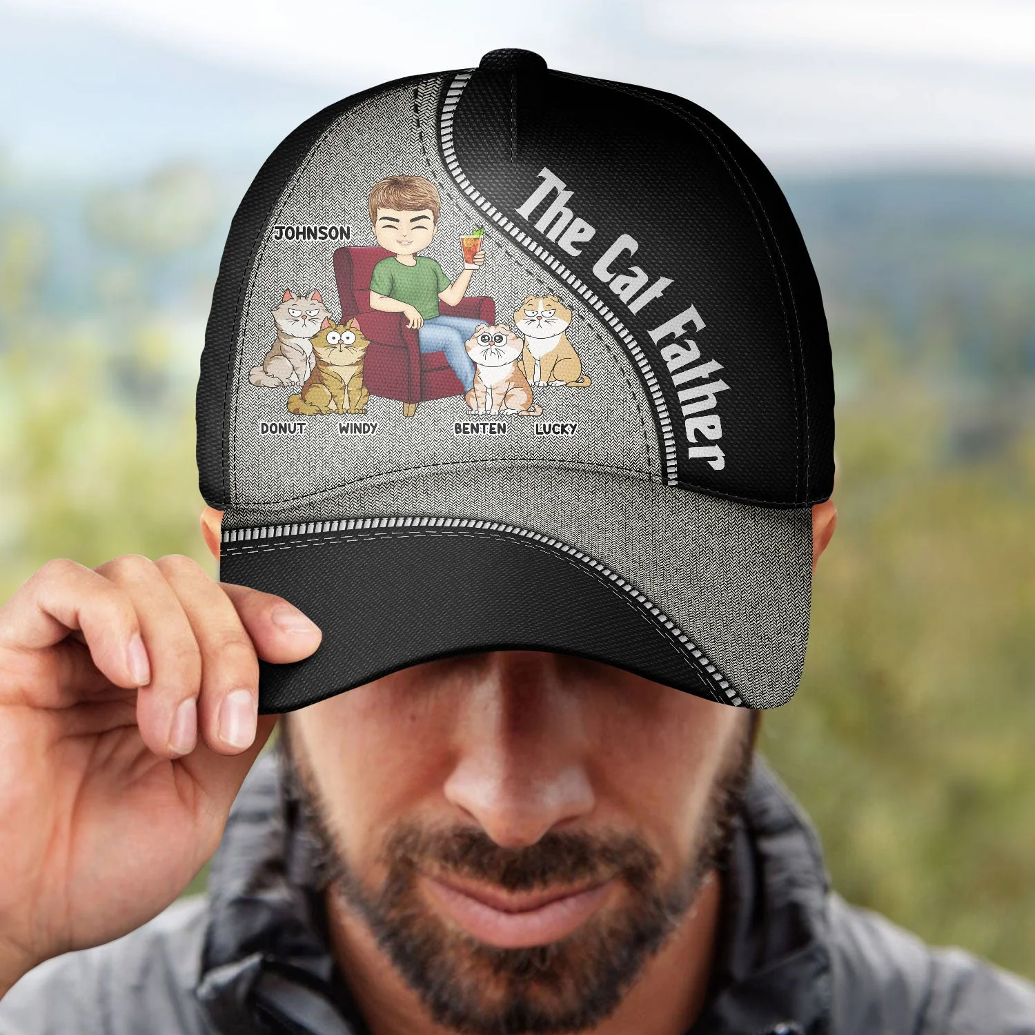 The Cat Father - Personalized Classic Cap - Image 4