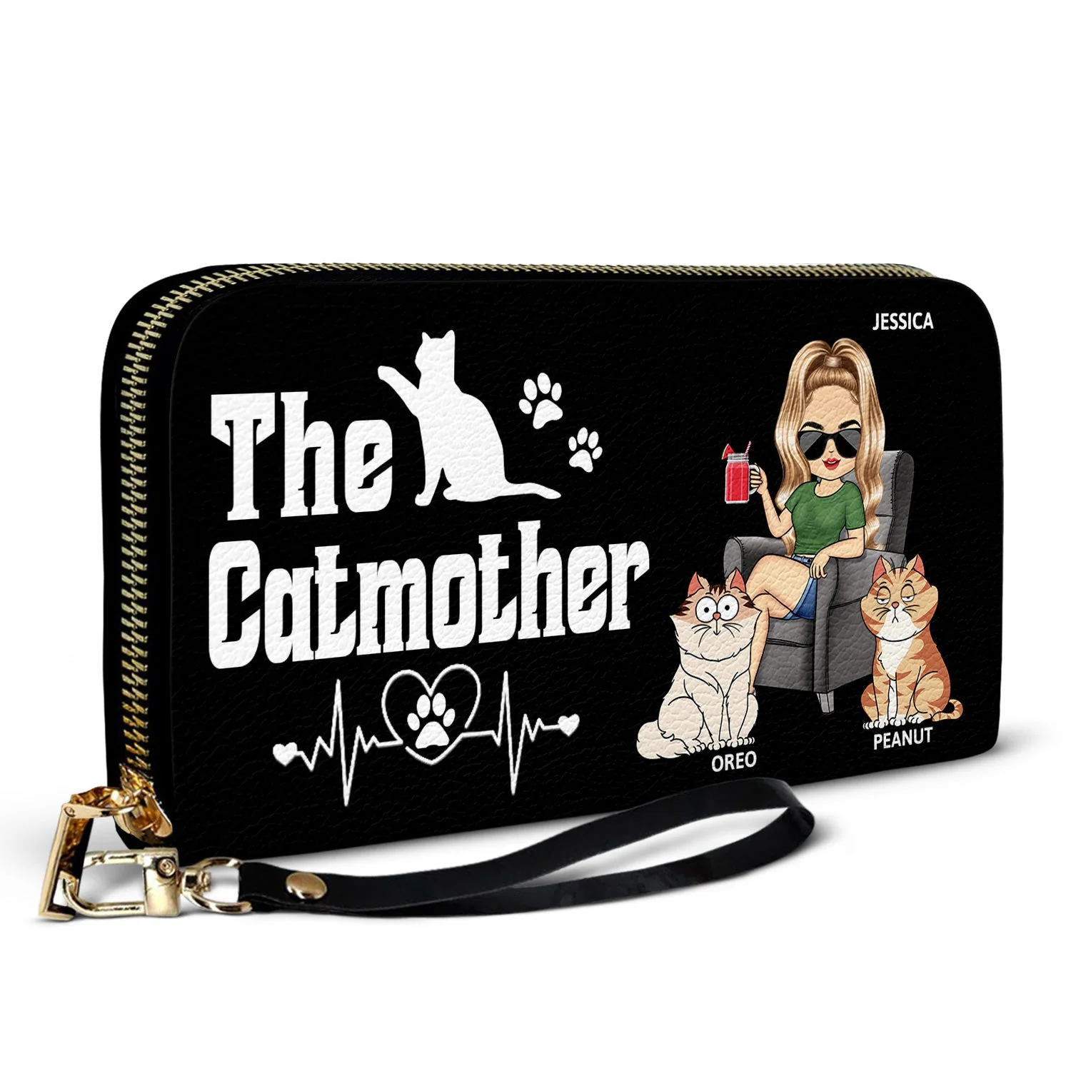 The Cat Mother - Birthday, Loving Gift For Cat Mom, Cat Lovers, Women - Personalized Leather Long Wallet - Image 2