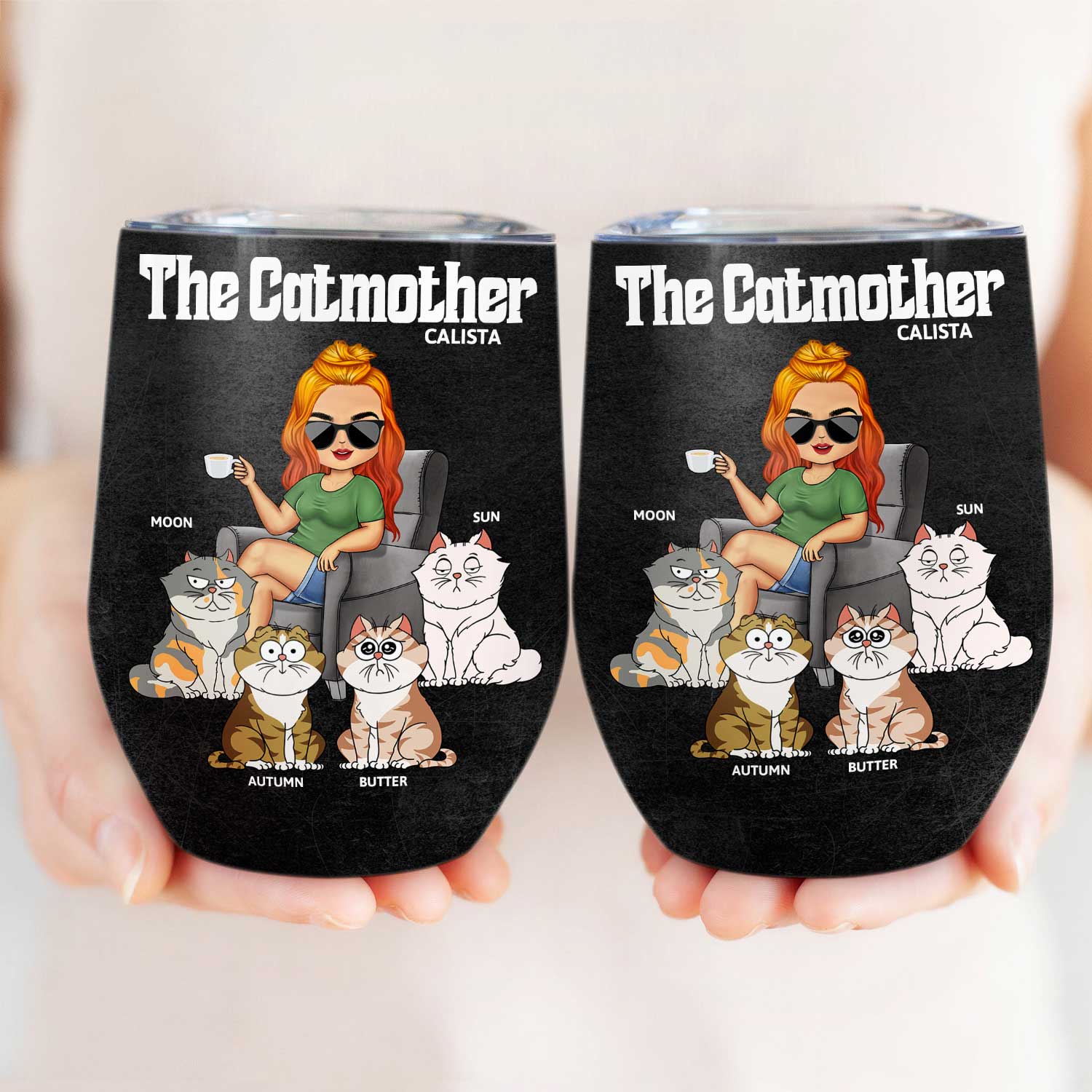 The Cat Mother - Birthday, Loving Gift For Cat Moms, Cat Lovers - Personalized Wine Tumbler - Image 3