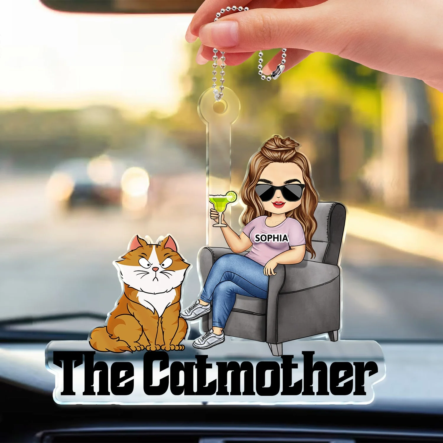 The Cat Mother - Gift For Cat Moms, Cat Lovers - Personalized Acrylic Car Hanger - Image 3