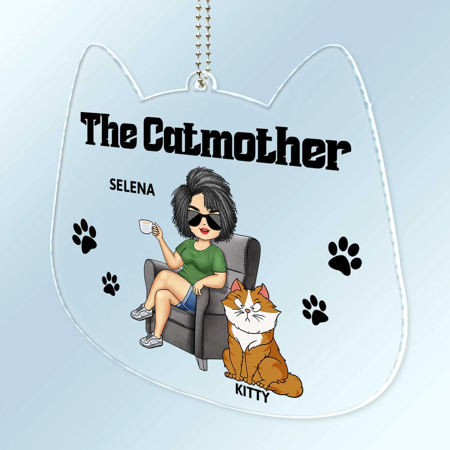 The Cat Mother - Gift For Cat Moms, Cat Lovers, Women - Personalized Acrylic Car Hanger - Image 2