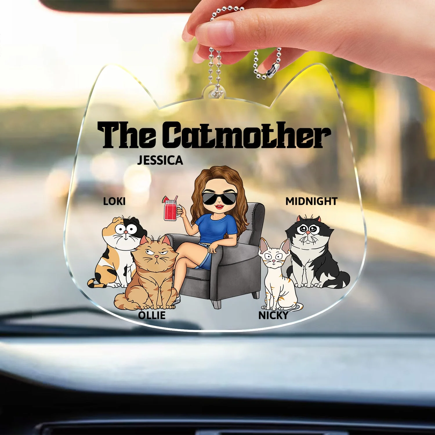 The Cat Mother - Gift For Cat Moms, Cat Lovers, Women - Personalized Acrylic Car Hanger - Image 3