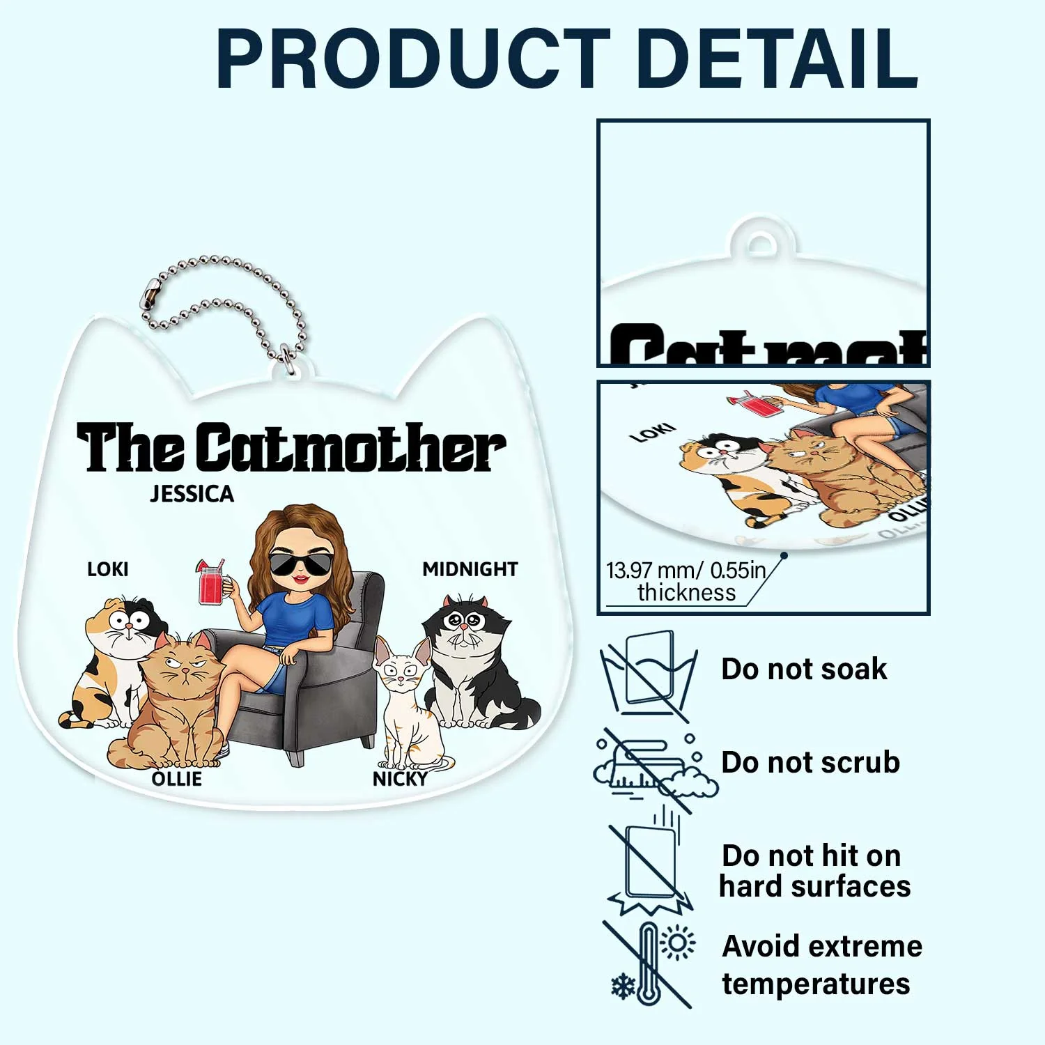 The Cat Mother - Gift For Cat Moms, Cat Lovers, Women - Personalized Acrylic Car Hanger - Image 5