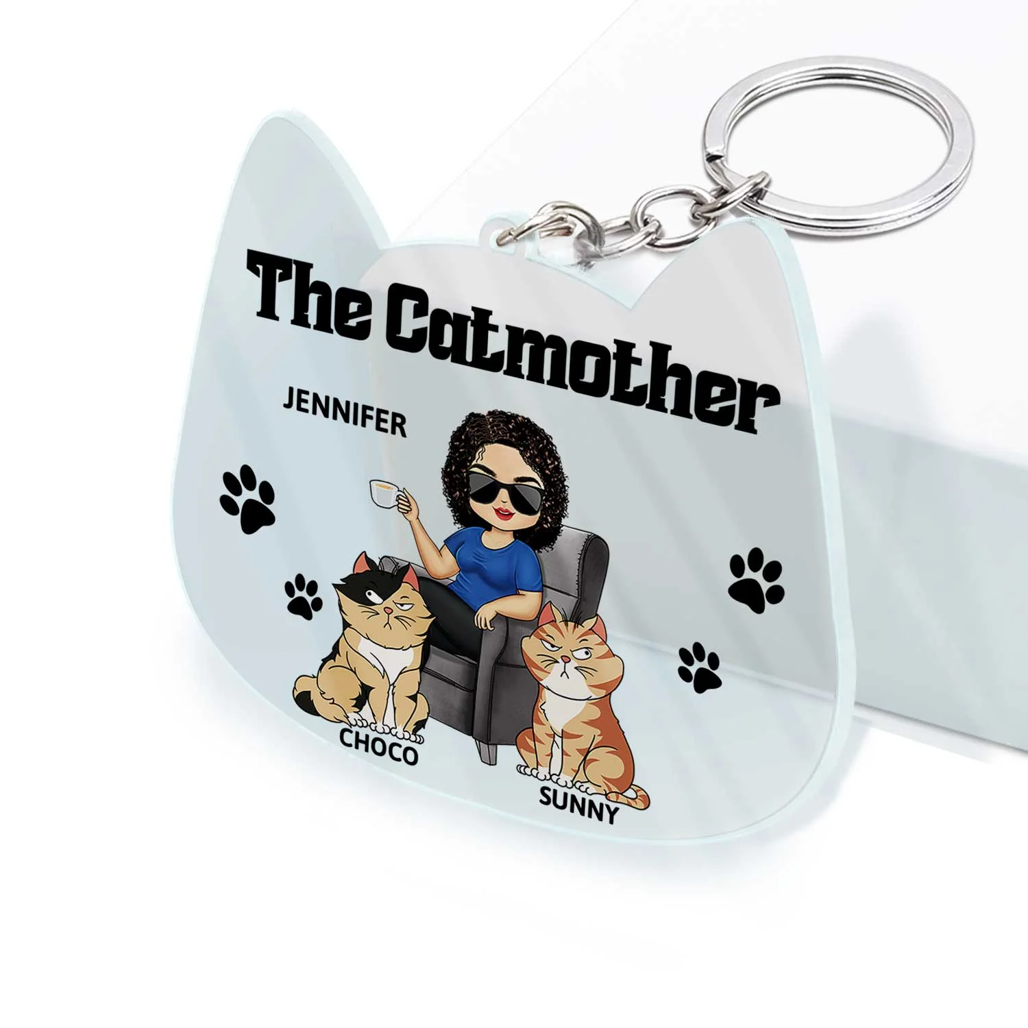 The Cat Mother - Gift For Cat Moms, Cat Lovers, Women - Personalized Acrylic Keychain - Image 2