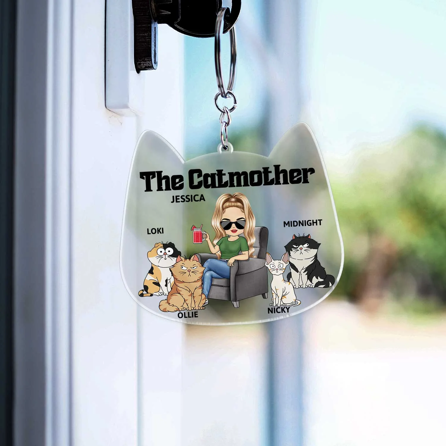 The Cat Mother - Gift For Cat Moms, Cat Lovers, Women - Personalized Acrylic Keychain - Image 3