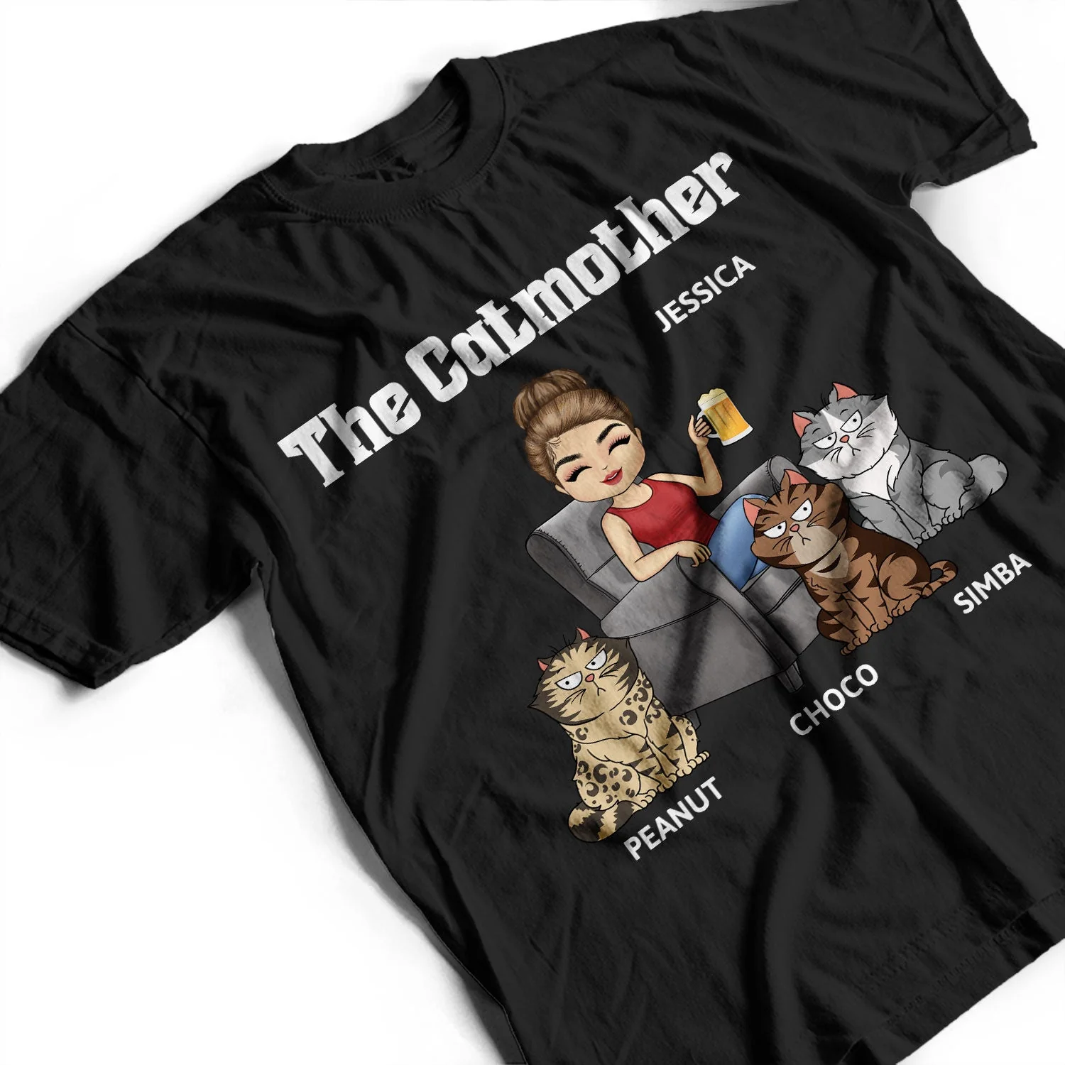 The Cat Mother - Gift For Cat Moms, Cat Lovers, Women, Yourself - Personalized T Shirt - Image 3