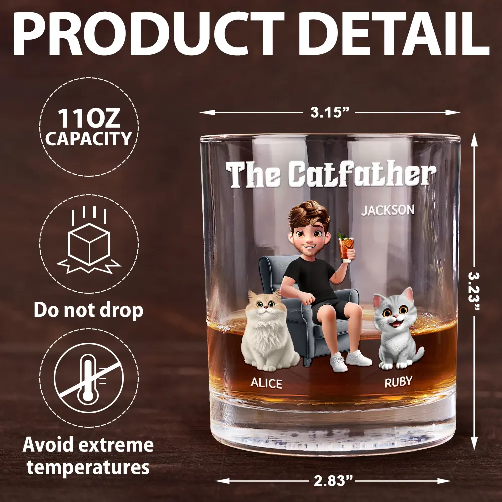 The Catfather - Personalized Whiskey Glass - Image 5