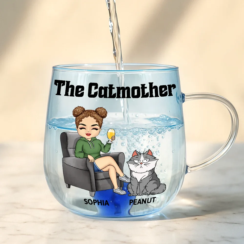 The Catmother - Personalized Gradient Glass Mug - Image 4