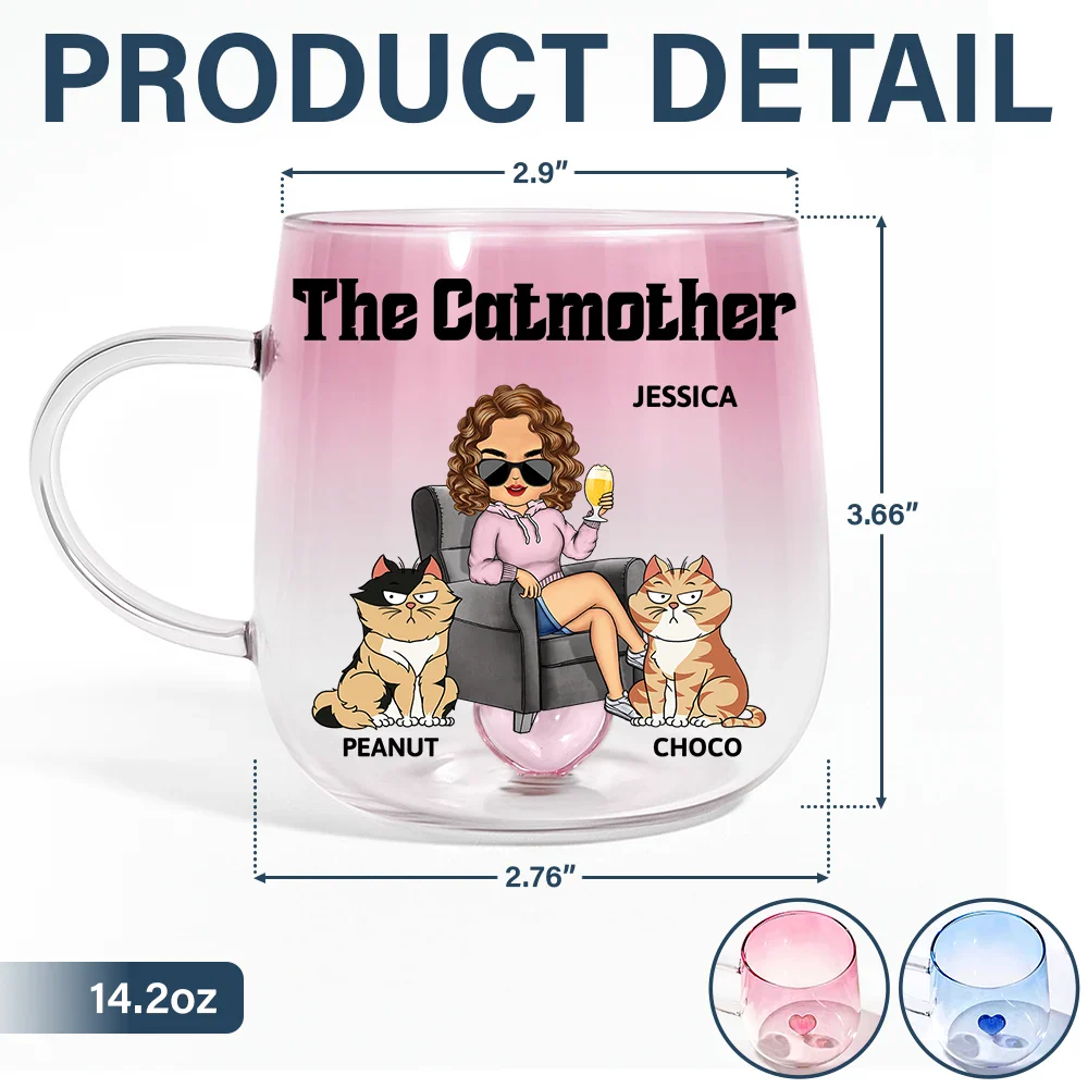 The Catmother - Personalized Gradient Glass Mug - Image 5