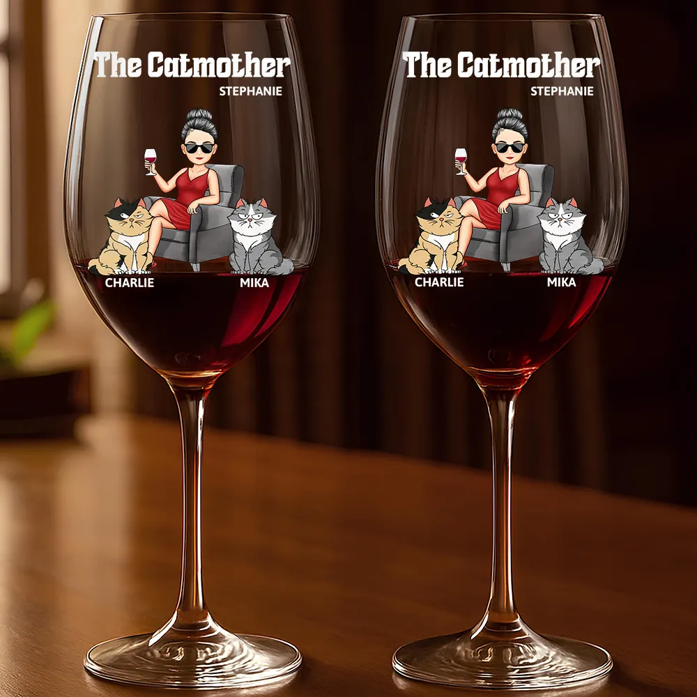 The Catmother - Personalized Wine Glass